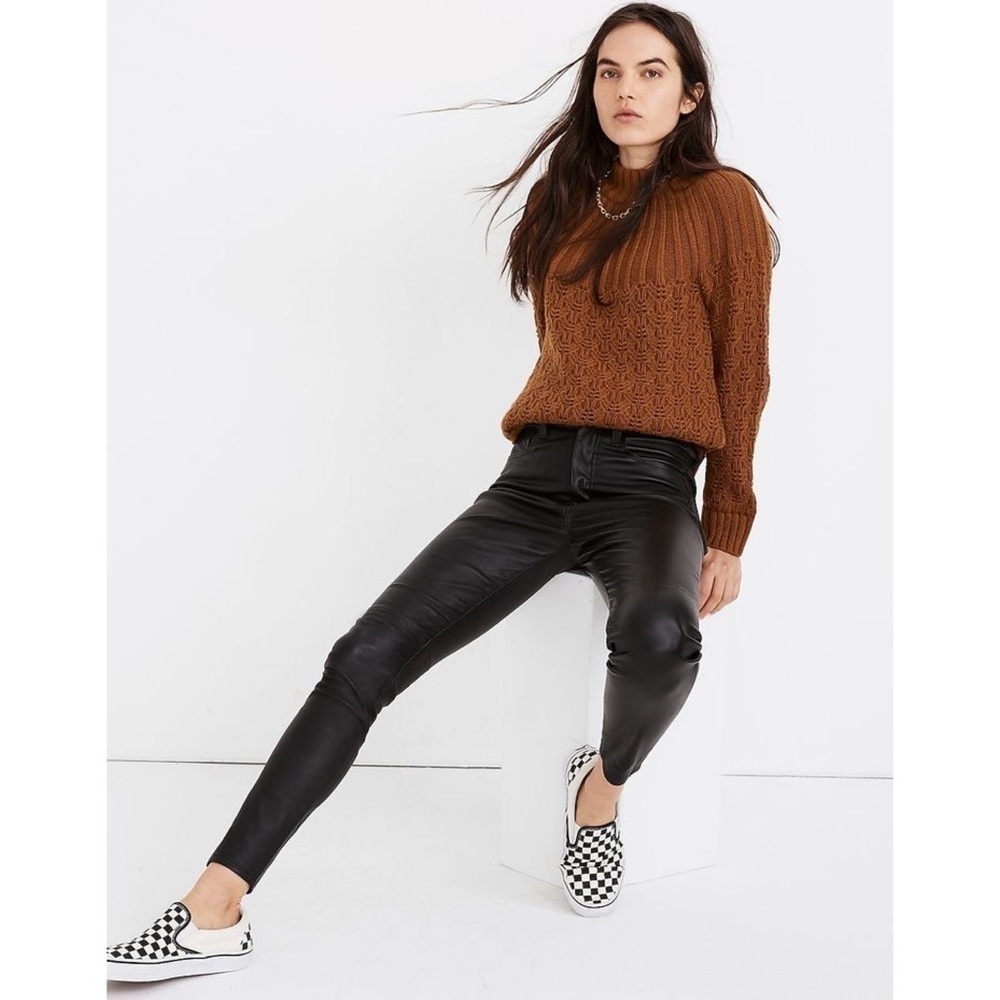 Madewell 10” High-Rise Skinny Leather Jeans Black Size‎ 26 NWT